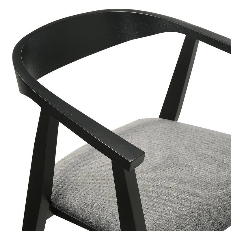 Alana Dining Chair Set of 2, Black Wood Frame, Charcoal Gray Fabric