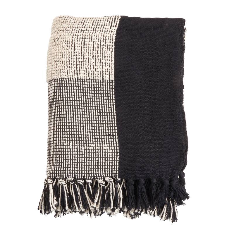 Cotton Throw Blanket With Striped Design