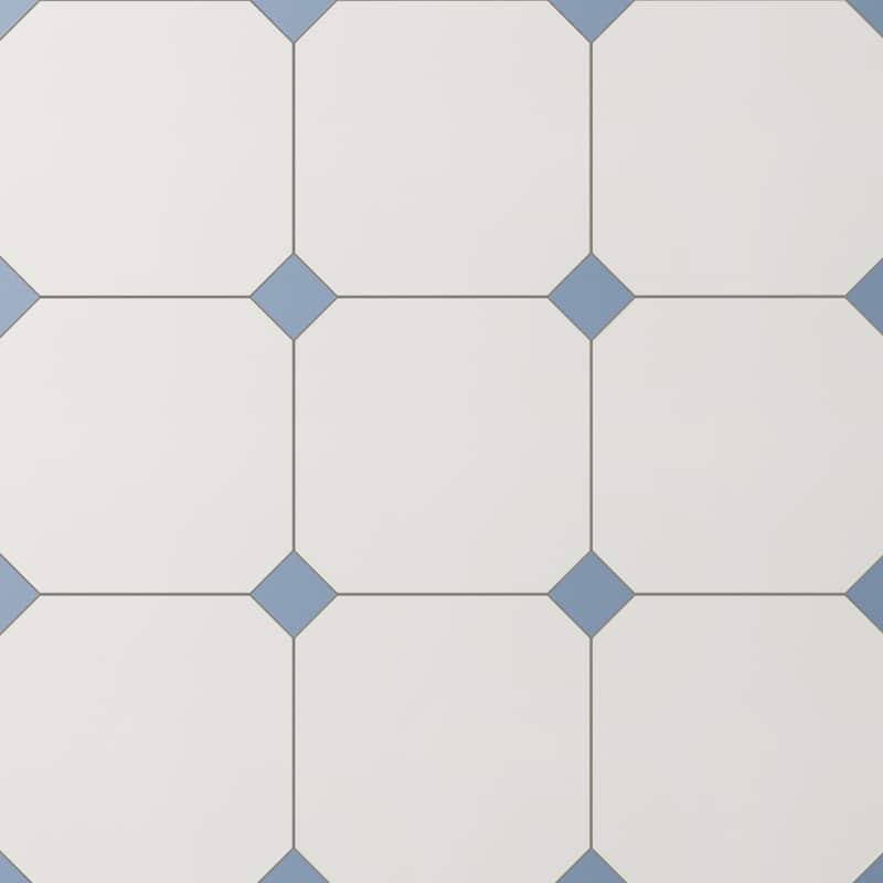 Merola Tile Vaudeville Octagon Nacar with Taco Azzuro 7-7/8" x 7-7/8" Porcelain Floor and Wall Tile
