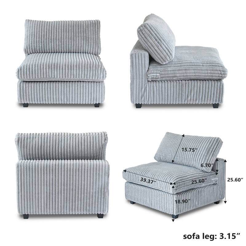 118" L Shaped Sectional Couch, Modular 5 Seat Comfy Modular Sofa with Ottoman