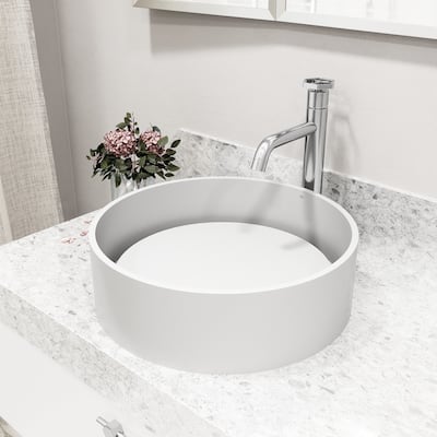 VIGO Anvil 16"L x 16"W MatteStone Vessel Sink and Ruxton 12"H Faucet Set