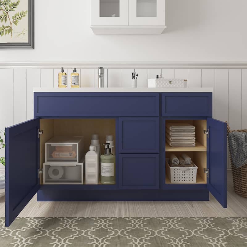 Vanity Art 51" Birch Freestanding Bathroom Vanity Cabinet without Top