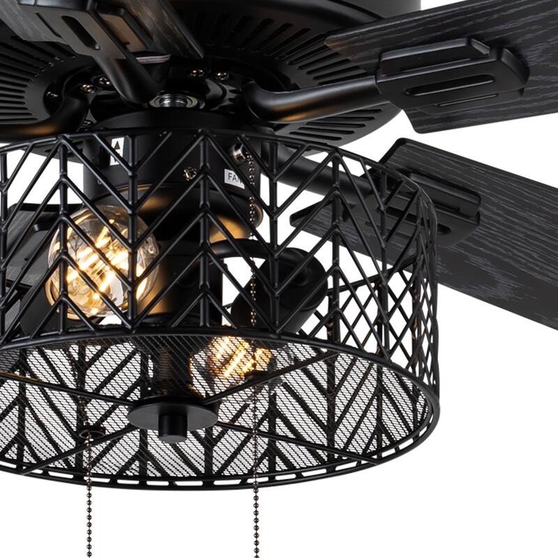 Roisin River of Goods Black 52 in. Ceiling Fan With 2 LED Lights - 52" x 52" x 13.75"/18.75"