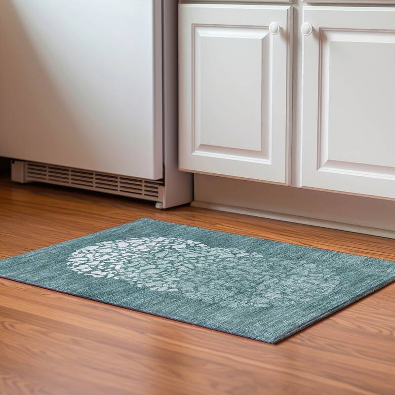 Premium Washable Super Soft Modern Fragments Mayfield Rug - Teal - 1' 8" x 2' 6" - Rectangle
