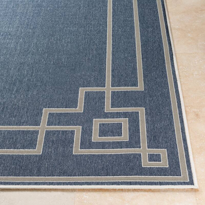 Livabliss Odette Greek Key Border Indoor/ Outdoor Area Rug