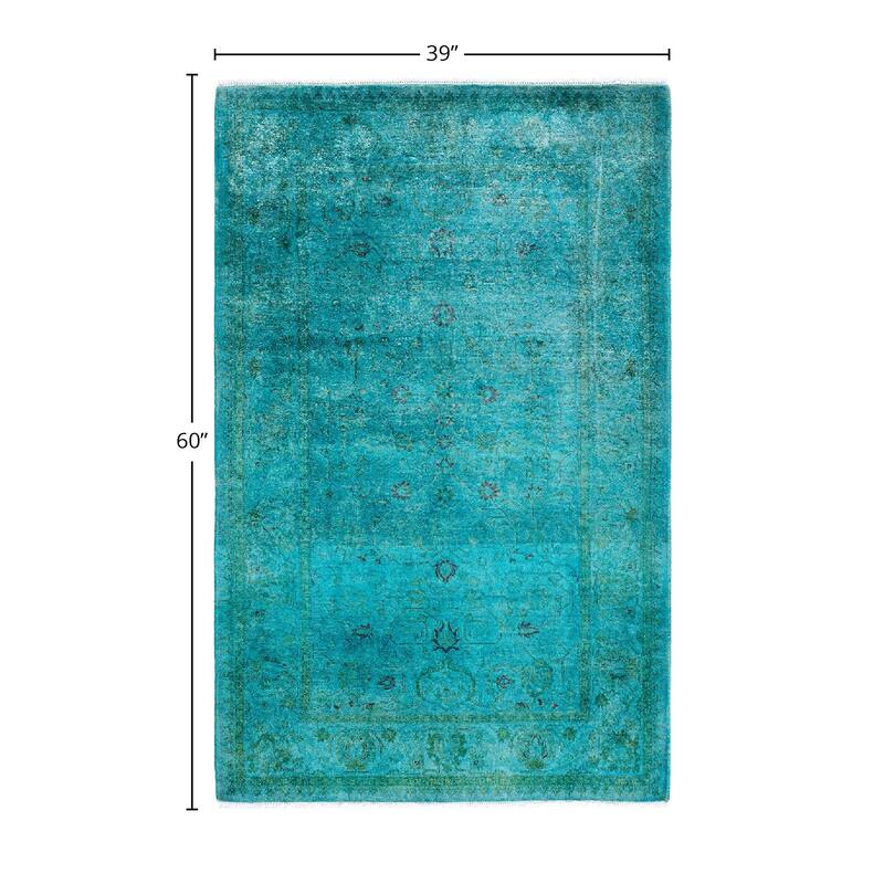 Contemporary Overdyed Wool Hand Knotted Area Rug - 3' 3" x 5' 0"