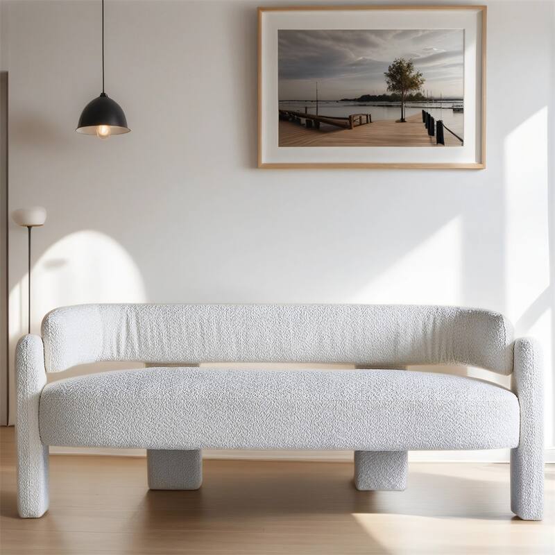 Boucle Upholstery Modern Sofa with Solid Wood Frame and Legs