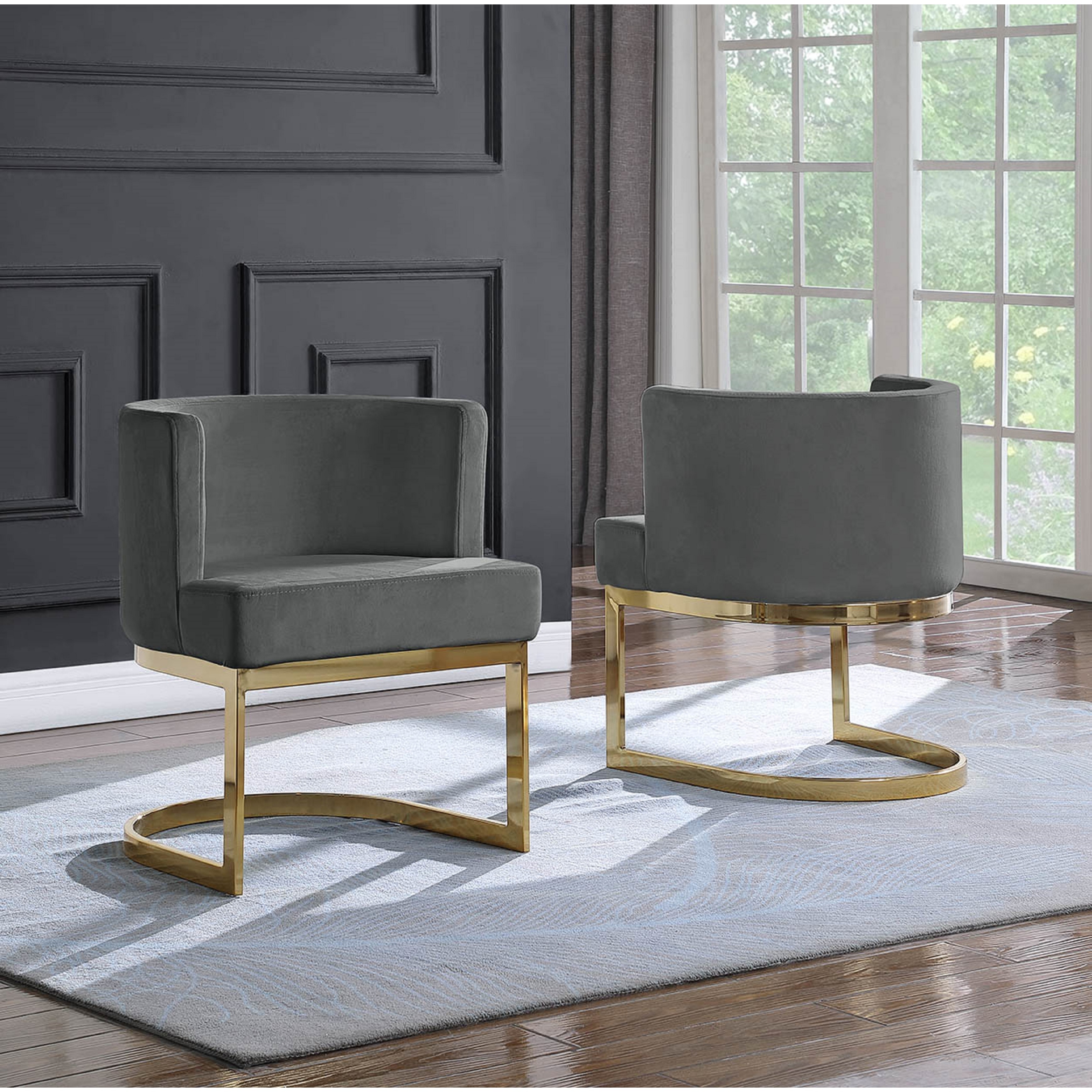 Grey accent chair with chrome sale legs