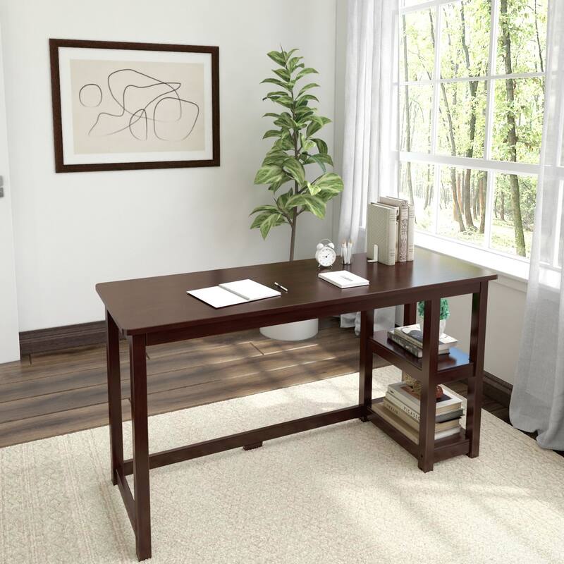 Plank and Beam Desk with Bookshelves