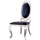 preview thumbnail 1 of 6, Set of 2 Leather Dining Chairs Accent Chairs with Oval Backrest Black and Silver