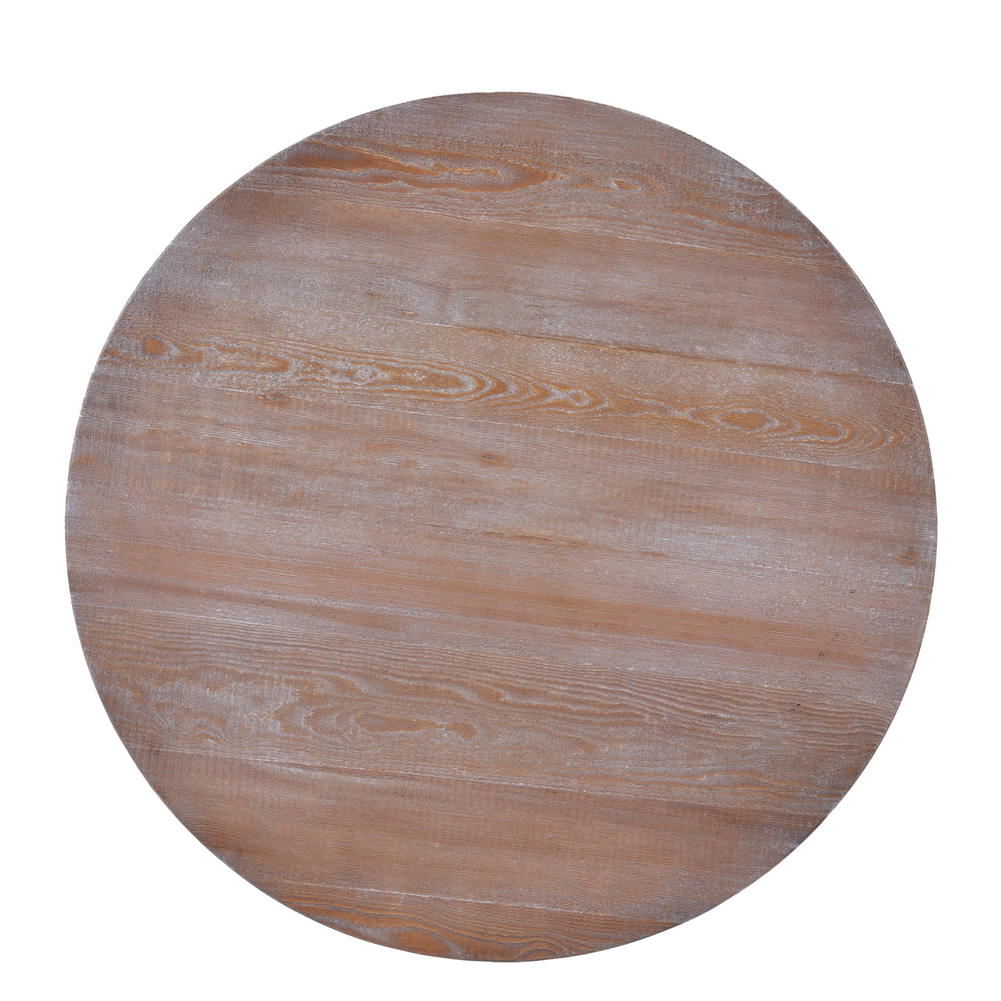 Round Rustic Coffee Table Solid Wood Storage Shelf for Living Room w/ Dusty Wax 