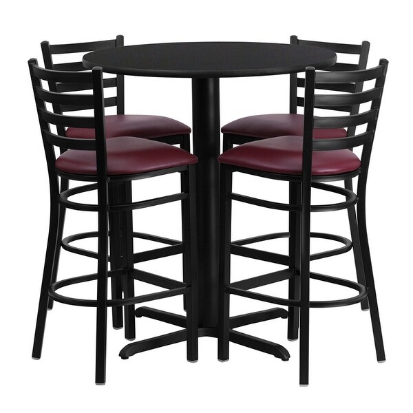 Shop Offex 30'' Round Black Laminate Table Set with Ladder ...