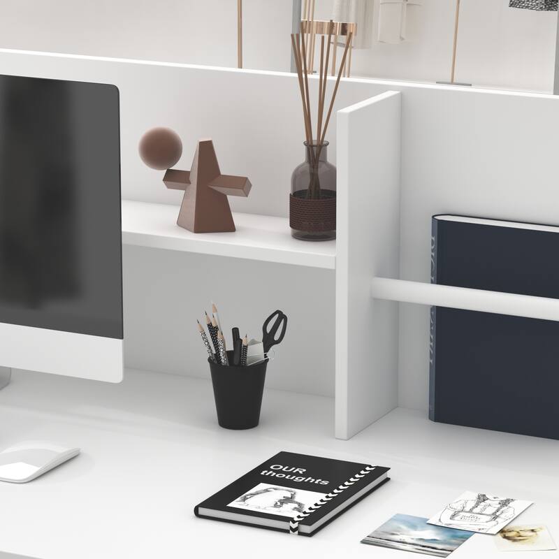 Reception Desk Front Counter Table with Drawer Shelf White by Timechee