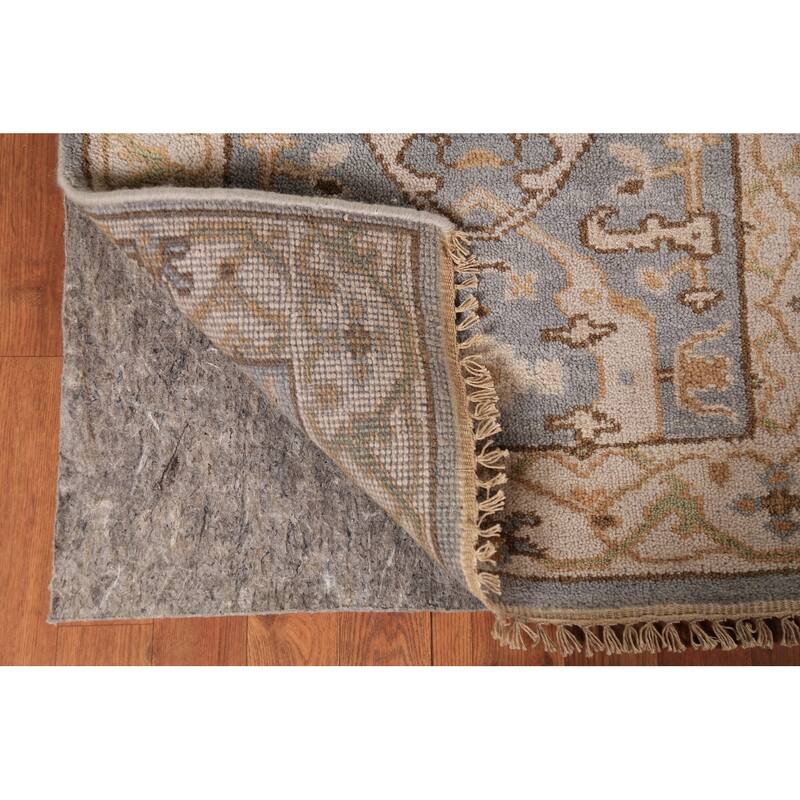 Gray Oushak Indian Runner Rug Hand-Knotted Wool Carpet - 2'8" x 8'1"