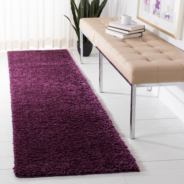 SAFAVIEH August Shag Solid 1.2-inch Thick Area Rug - 2'3" x 10' Runner - Purple