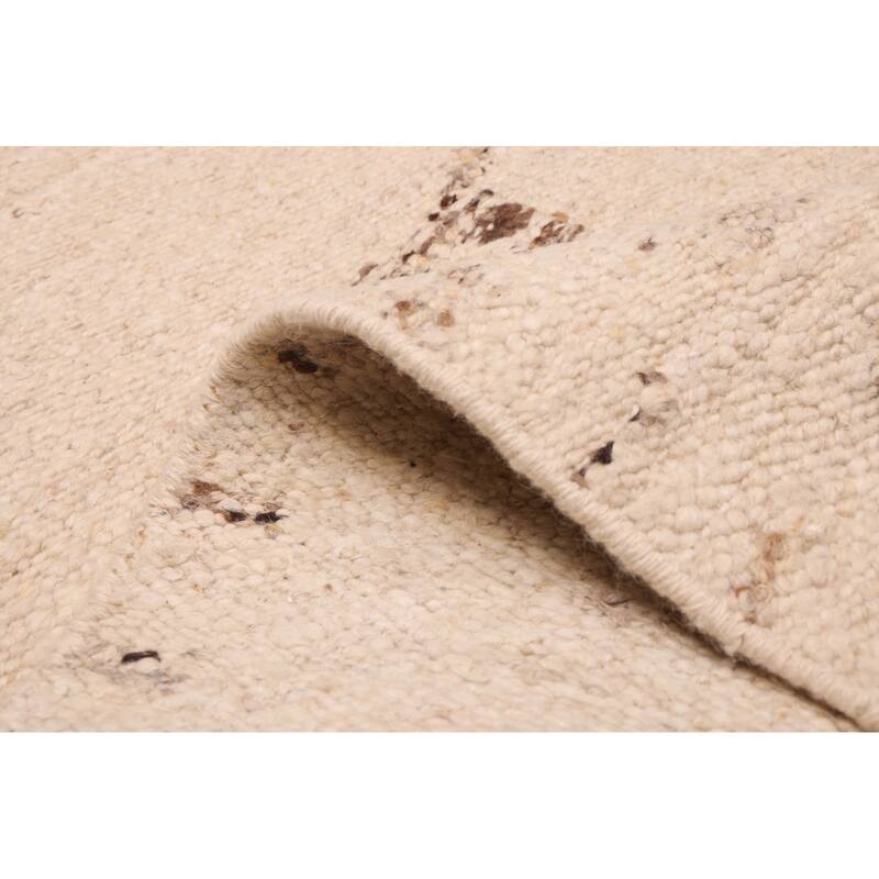 ECARPETGALLERY Hand Woven Looma Cream Wool Rug - 7'10 x 9'10