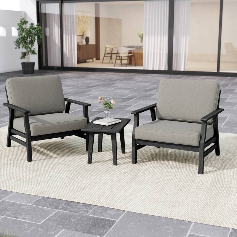 3-piece Cushioned Outdoor Club Chiars With Side Table