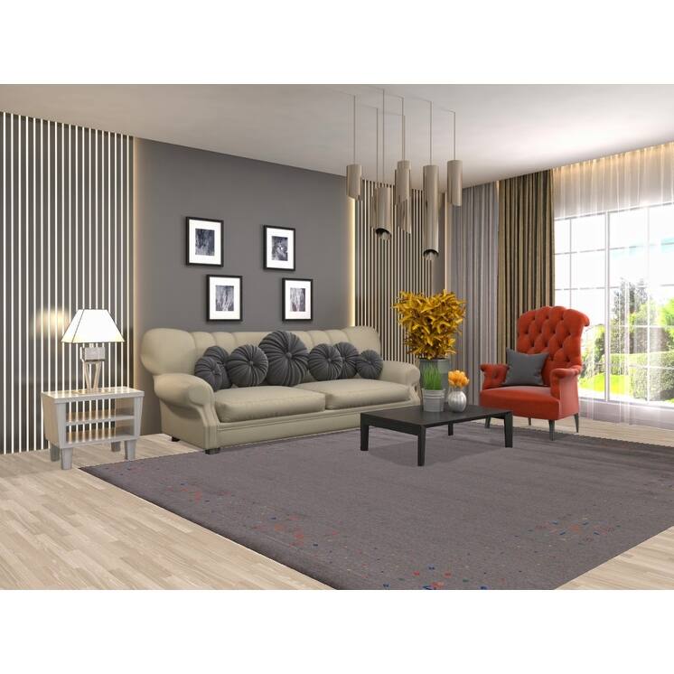 Hand Knotted Oriental 100% Wool Carpet Tribal Tribal Greys & Charcoal Gabbeh Area Rug - 9' 11'' X 8' 1''