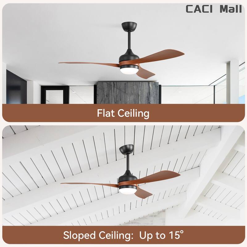 52/60 Inch Ceiling Fan with Integrated LED Light and Remote Control Quiet DC Motor