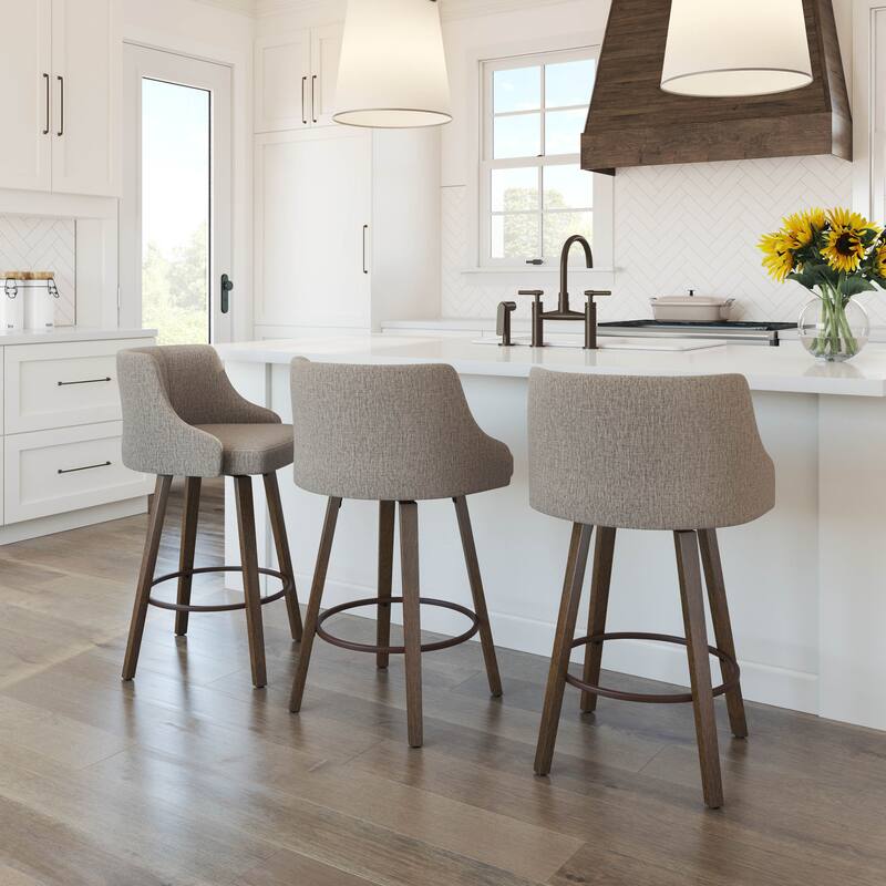Amisco Ramon Swivel Counter and Bar Stool with Solid Wood Legs