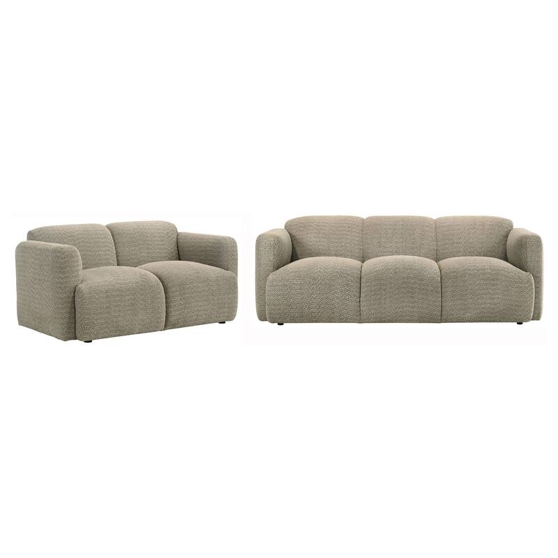 Dorset Upholstered Round Track Arm Sofa Set - N/A - Brown - 2 Piece