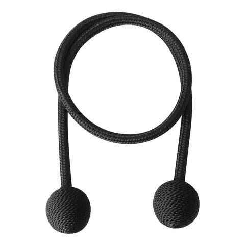 Curtain Tieback 25.6" Holdback Decorative Rope Curtain Holders, Black - 1pcs