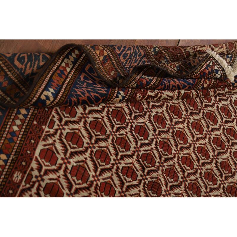 Pre-1900 Antique Vegetable Dye Shirvan Persian Wool Carpet - 4'10" x 8'7"