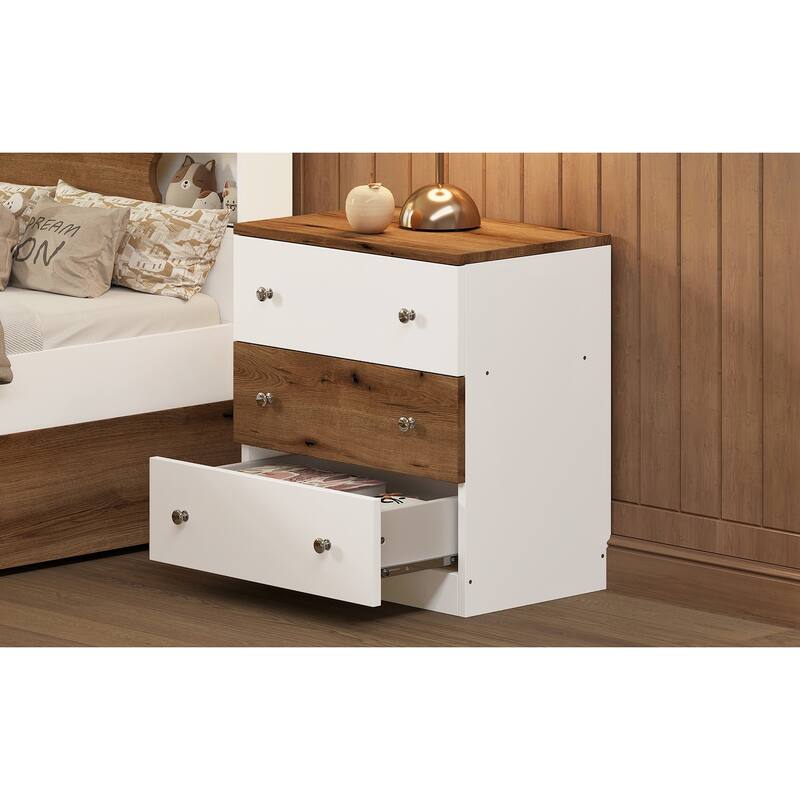 3-Drawer Wooden Nightstand