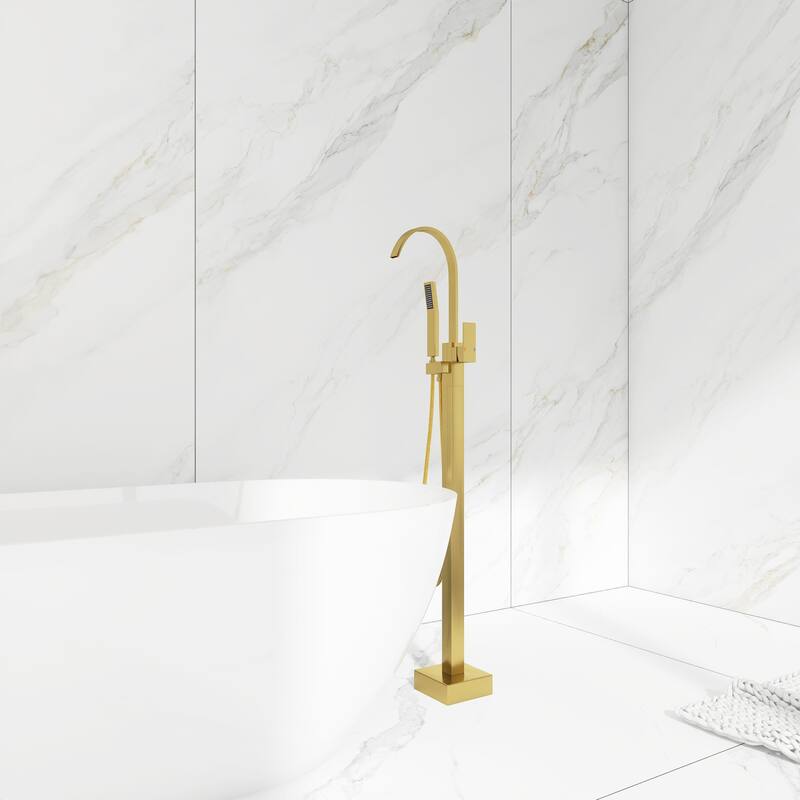 Single Handle Floor Mounted Clawfoot Tub Faucet - 8"48" - Gold