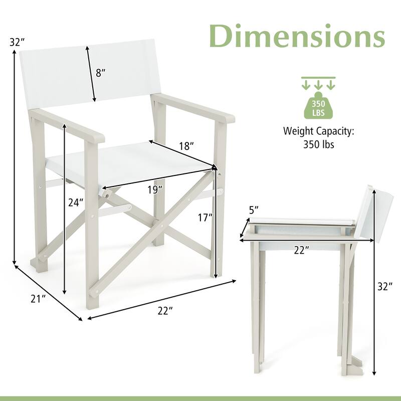 Gymax 4PCS Folding Director Chair w/ Acacia Wood Frame & Machine
