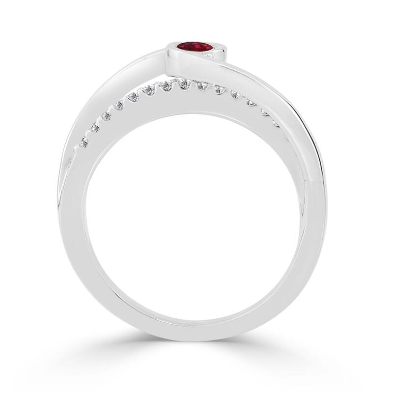 Auriya 14k Gold 1/8ct Modern Red Ruby and Diamond Engagement Ring 1/8ctw