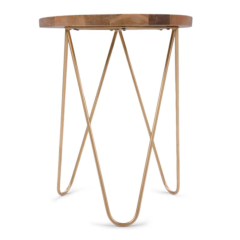 WYNDENHALL Tillman Modern 18 inch Wide Metal and Wood Accent Side Table - 18 W x 18 D x 21 H