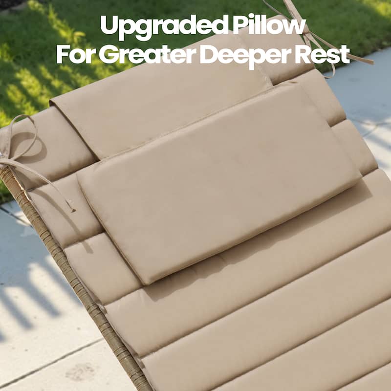 Pellebant Outdoor Chaise Lounge Cushions Patio Lounger Pad with Straps