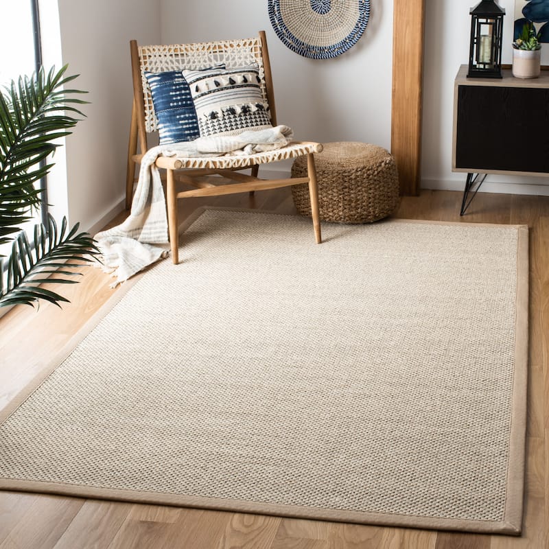 SAFAVIEH Natural Fiber Pacific Casual Border Sisal Rug - 10' x 14' - Marble/Linen