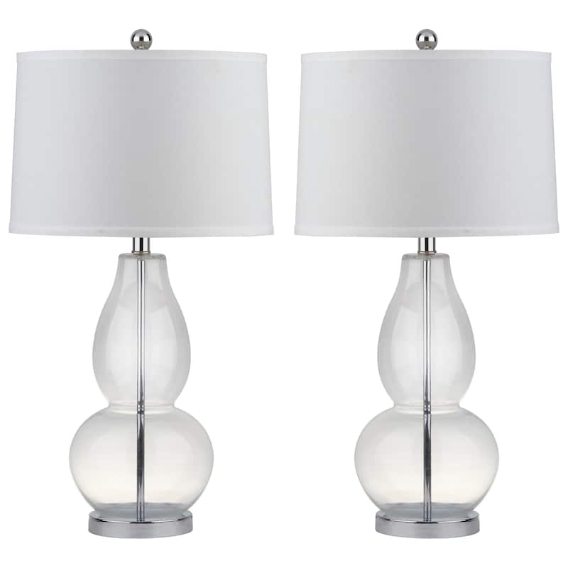 SAFAVIEH Lighting Larissa 28.5 Inch Clear Crackle Double Gourd Lamp (Set of 2)