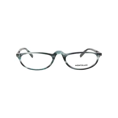 Montblanc Square-Frame Acetate Optical Frames, Transparent Lens, Shiny Striped Blue Frame