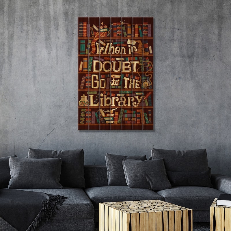 Library Print On Wood by Risa Rodil - Multi-Color