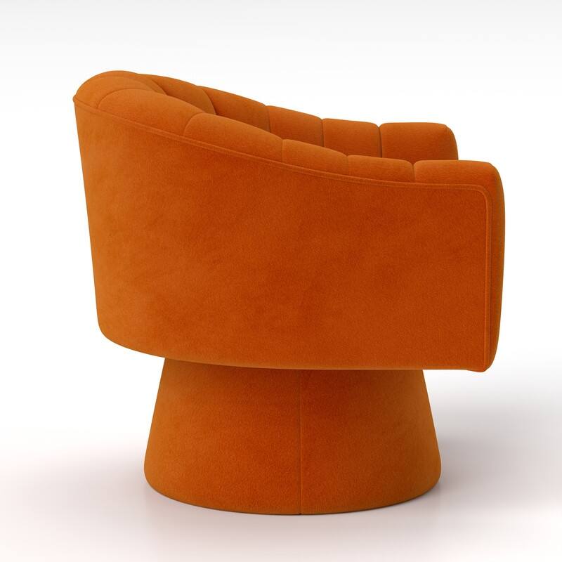 SEYNAR Modern Glam Velvet Upholstered Round Swivel Accent Arm Barrel Chair for Living Room