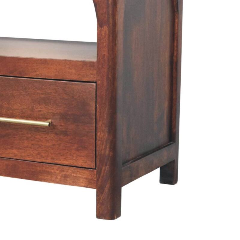 Artisan Furniture Solid Wood Arched Edge 2 Drawer Media Unit, Brown, 2-Drawers, 1-Shelf