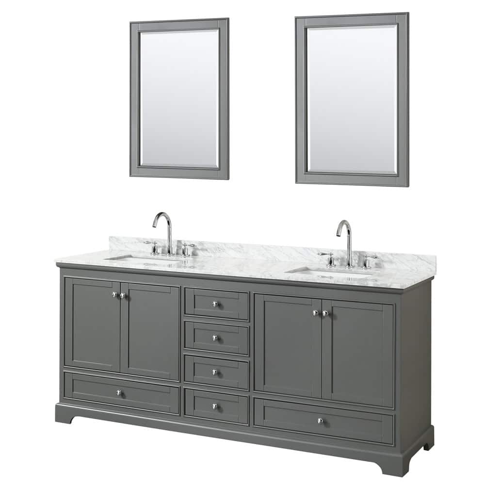Wyndham Collection Deborah 80" Free Standing Double Vanity Set with