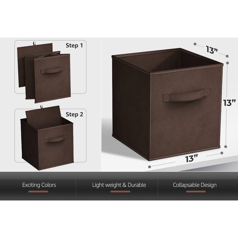 Sorbus Fabric Storage Bins 13" Foldable Cubes With Handles For Pantry, Cubbies, Toy And Closet Shelving Organization - 6Pk
