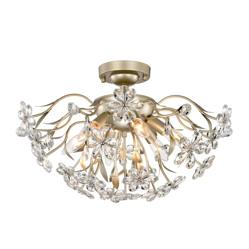 Silvia 6-Light Daisy Flower Crystal Glass Flush Mount