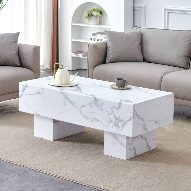 43.3" Length Coffee Table with Marble Texture
