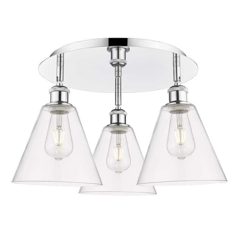 Innovations Lighting Berkshire - 3 Light 20" Flush Mount - Clear/Polished Chrome