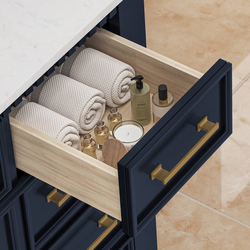 36 Inch Bathroom Vanity with Sink, Soft-Close Sliding Drawers & Cabinet, Bathroom Vanity Cabinet Set in White