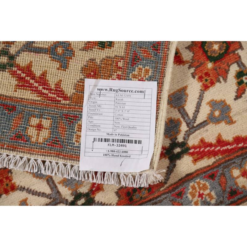 All-Over Floral Kazak Oriental Foyer Rug Handmade Wool Carpet - 2'0" x 3'0"