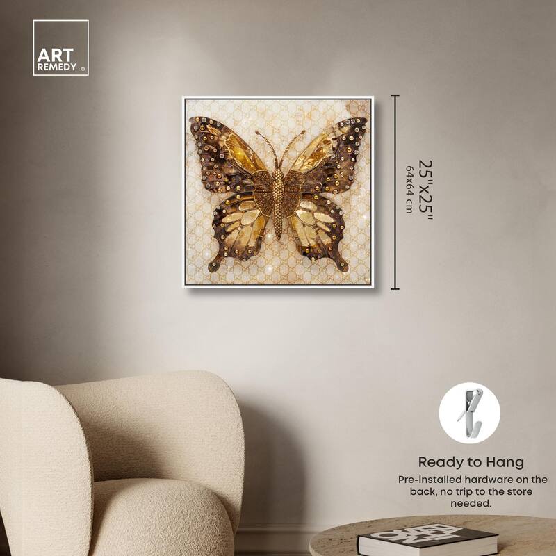 Glittering Elegant Butterfly Canvas by Art Remedy