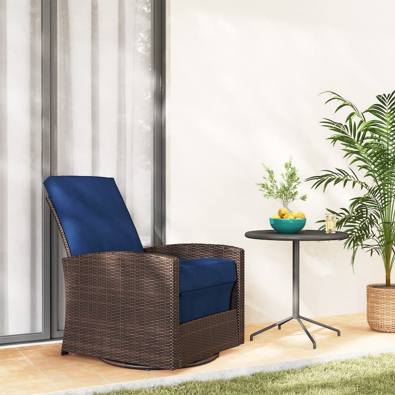 Outsunny Outdoor Wicker Swivel Recliner Chair, Reclining Backrest, Lifting Footrest, 360° Rotating, Water Resistant Cushions