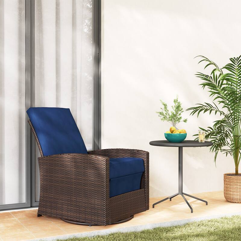 Outsunny Outdoor Wicker Swivel Recliner Chair (Excluding the table)