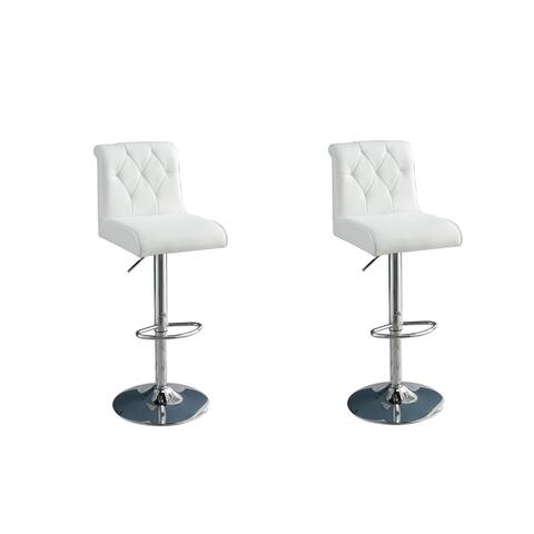Adjustable Bar stool Faux Leather Tufted Chrome Base Set of 2